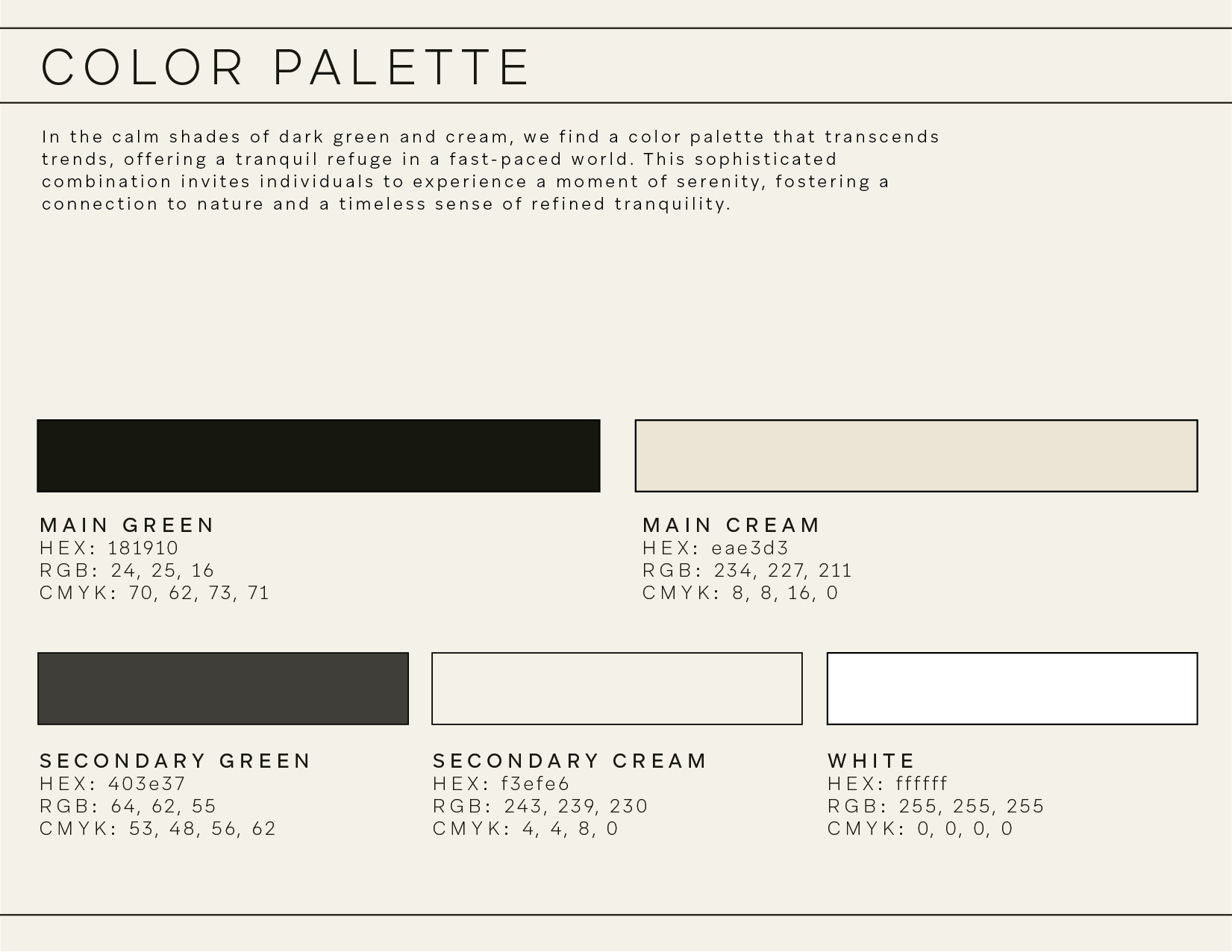 Redavfined Aesthetics color palette brand guide page