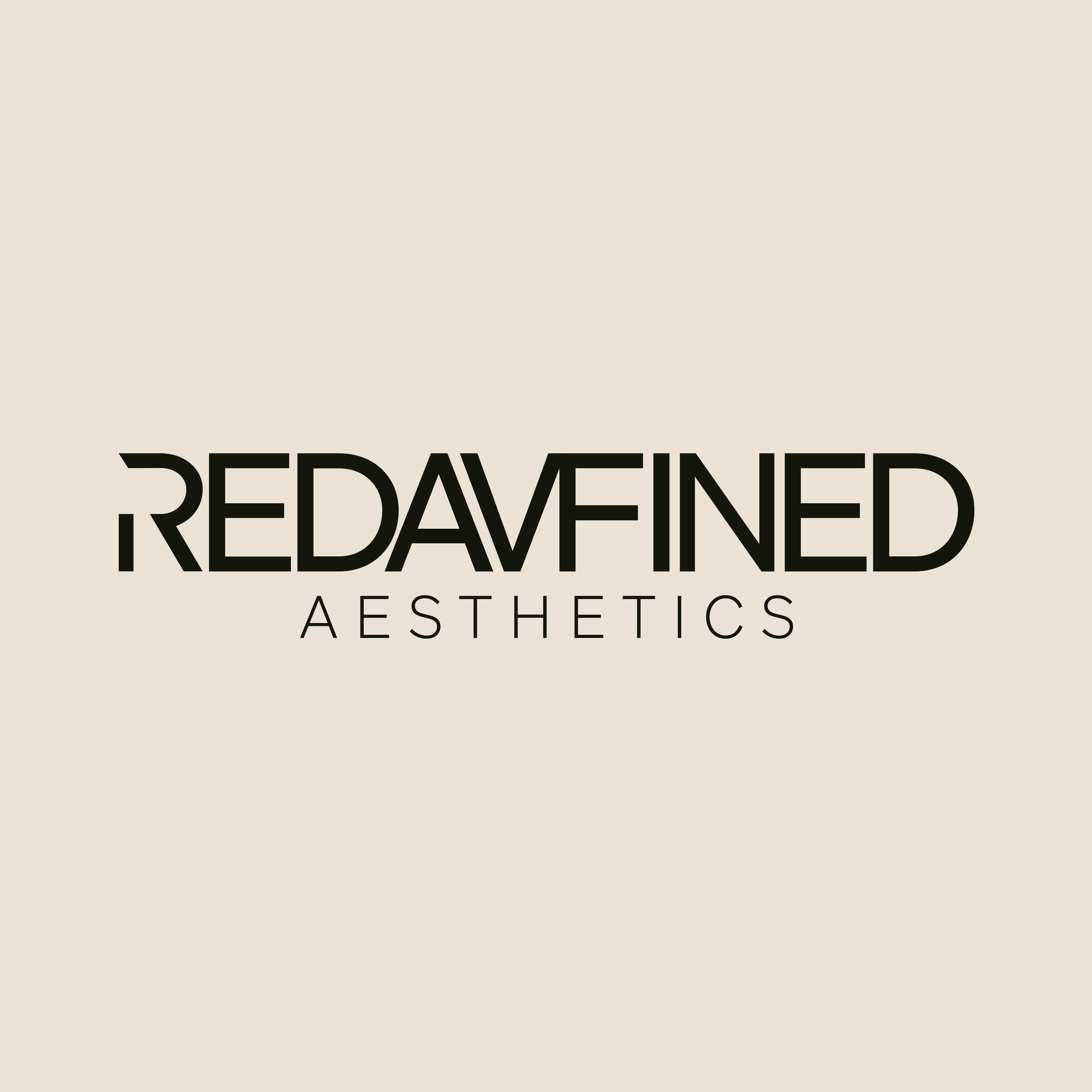 Redavfined Aesthetics full logo on cream
