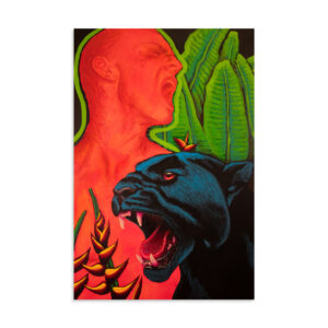 RAWR | Neon Panther Figurative Art Print | Contemporary Wall Art